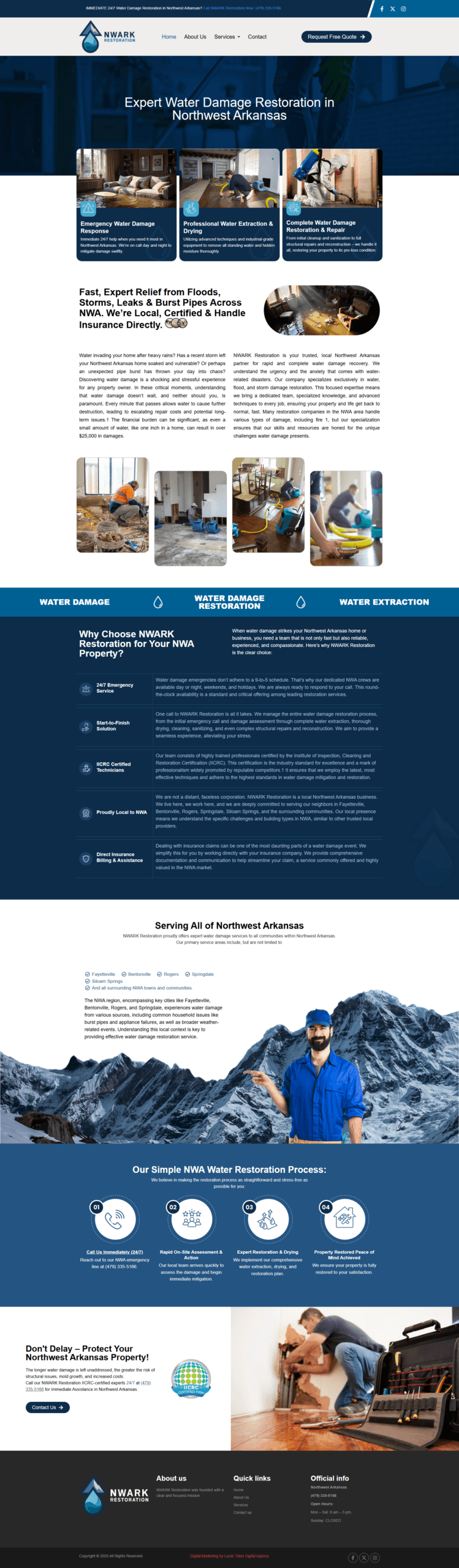 Lunar Tides Digital Agency has built the NWARK Restoration website