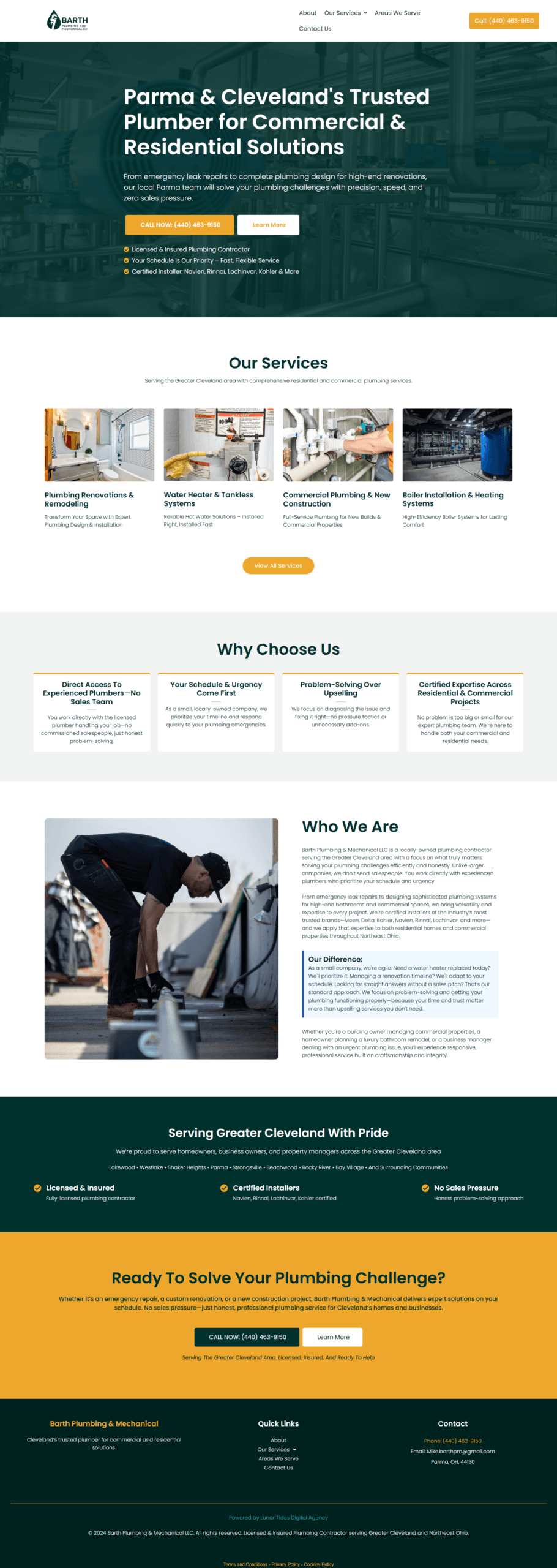 Lunar Tides Digital Agency has built the plumbing website for Barth Plumbing and Mechanical