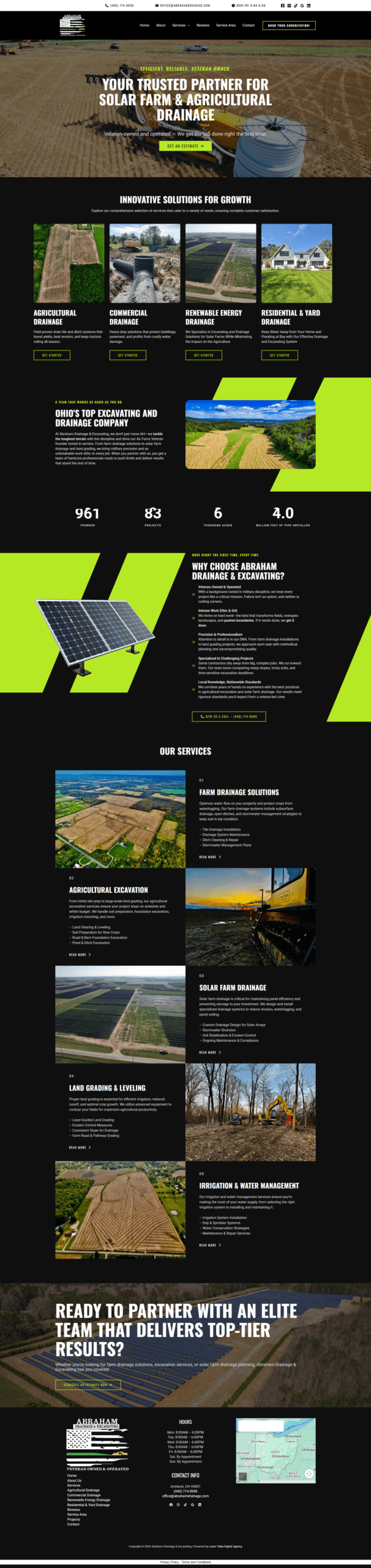 Lunar Tides Digital Agency has built the website for Abraham Drainage & Excavating