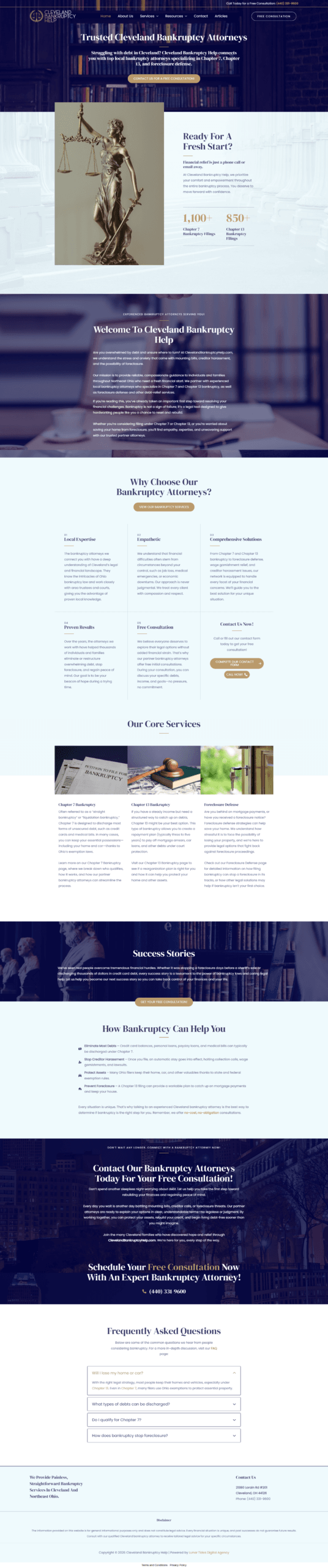 Lunar Tides Digital Agency has built the website for Cleveland Bankruptcy Help