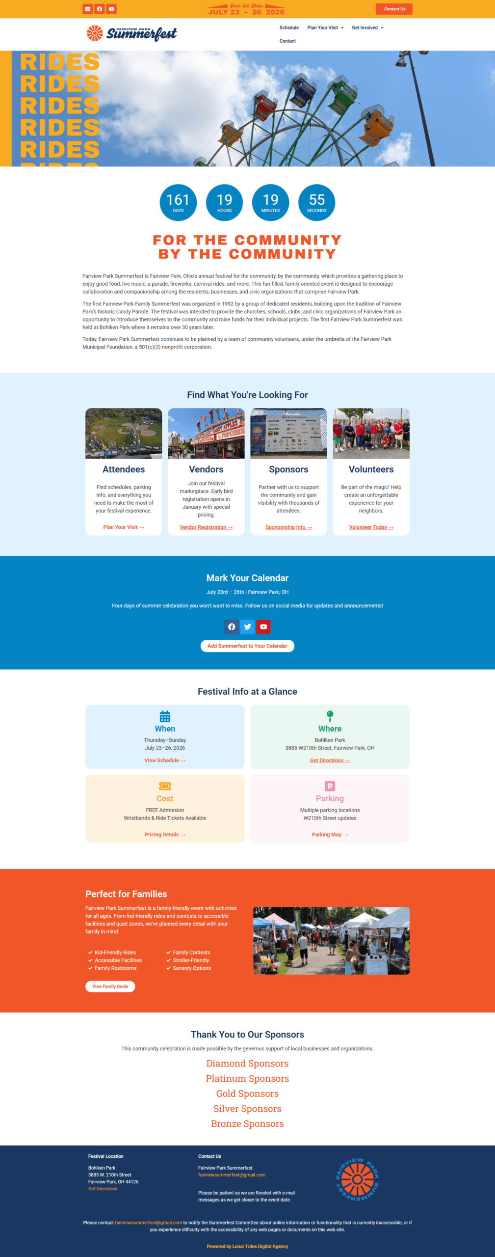 Lunar Tides Digital Agency built the website for Fairview Summerfest